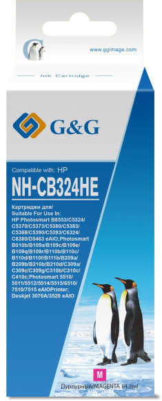 Картридж струйный G&G NH-CB324HE пурпурный (14.2мл) для HP Photosmart B8553/C5324/C5370/C5373/C5380/C5383