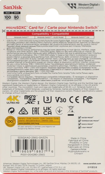 Флеш карта microSDXC 256GB Sandisk SDSQXAO-256G-GN3ZN Nintendo Switch w/o adapter Флеш карта microSDXC 256GB Sandisk SDSQXAO-256G-GN3ZN Nintendo Switch w/o adapter