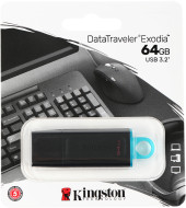 Флеш Диск Kingston 64Gb DataTraveler Exodia DTX/64GB USB3.2 черный/голубой Флеш Диск Kingston 64Gb DataTraveler Exodia DTX/64GB USB3.2 черный/голубой