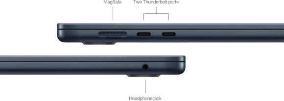 Ноутбук Apple MacBook Air A3241 M4 10 core 16Gb SSD256Gb/10 core GPU 15.3" Liquid Retina (2880x1864) macOS midnight WiFi BT Cam (MW1L3LL/A)