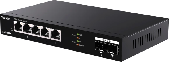 Коммутатор Tenda TEM2007X (L2) 5x2.5Гбит/с 2SFP+ неуправляемый Коммутатор Tenda TEM2007X (L2) 5x2.5Гбит/с 2SFP+ неуправляемый