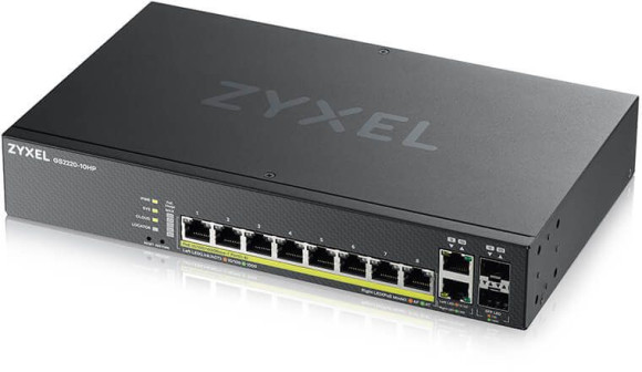 Коммутатор Zyxel GS2220-10HP-EU0101F (L2) 8x1Гбит/с 2xКомбо(1000BASE-T/SFP) 8PoE+ 180W управляемый Коммутатор Zyxel GS2220-10HP-EU0101F (L2) 8x1Гбит/с 2xКомбо(1000BASE-T/SFP) 8PoE+ 180W управляемый