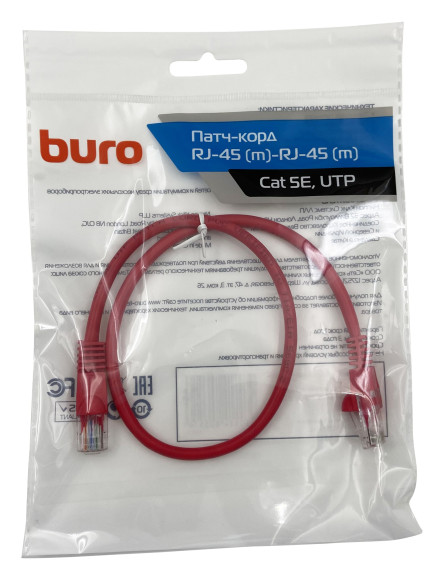 Патч-корд Buro UTP-5E-0.5M-R UTP 4 пары cat.5E CCA molded 0.5м красный RJ-45 (m)-RJ-45 (m) Патч-корд Buro UTP-5E-0.5M-R UTP 4 пары cat.5E CCA molded 0.5м красный RJ-45 (m)-RJ-45 (m)