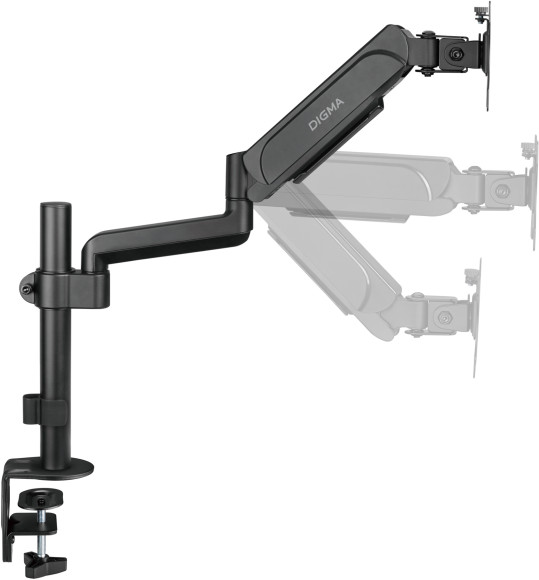 Кронштейн для мониторов ЖК Digma D-MM201 черный 17"-32" макс.9кг крепление к столешнице поворот и наклон Кронштейн для мониторов ЖК Digma D-MM201 черный 17"-32" макс.9кг крепление к столешнице поворот и наклон