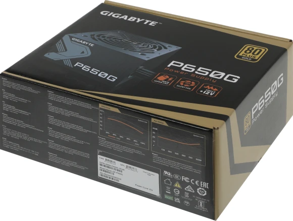 Блок питания Gigabyte ATX 650W GP-P650G 80+ gold (20+4pin) APFC 120mm fan 6xSATA RTL