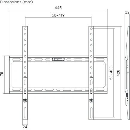 Кронштейн для телевизора Ultramounts UM822 черный 32"-75" макс.45кг настенный фиксированный Кронштейн для телевизора Ultramounts UM822 черный 32"-75" макс.45кг настенный фиксированный