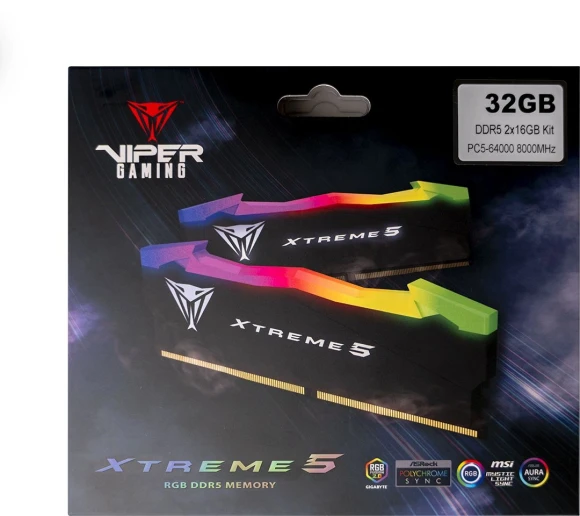 Память DDR5 2x16Gb 7600MHz Patriot PVXR532G76C36K Viper XTREME RGB RTL Gaming PC5-60800 CL36 DIMM 288-pin 1.45В с радиатором Ret Память DDR5 2x16Gb 7600MHz Patriot PVXR532G76C36K Viper XTREME RGB RTL Gaming PC5-60800 CL36 DIMM 288-pin 1.45В с радиатором Ret