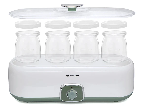 Йогуртница Kitfort KT-2006 20Вт 4б. 180мл белый/зеленый