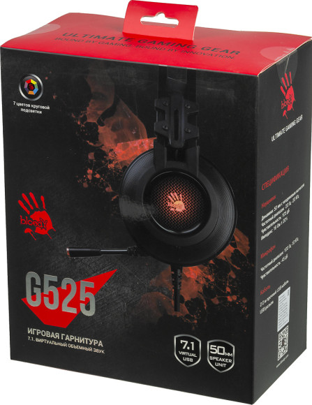 Наушники с микрофоном A4Tech Bloody G525 черный 2м мониторные оголовье (G525 BLACK) Наушники с микрофоном A4Tech Bloody G525 черный 2м мониторные оголовье (G525 BLACK)