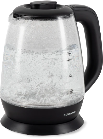 Чайник электрический Starwind SKS3036 1.7л. 2200Вт черный корпус: стекло