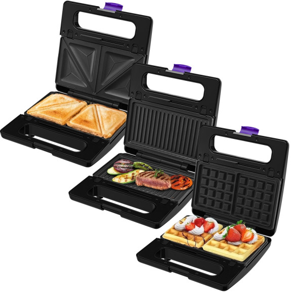 Вафельница Kitfort КТ-3611 800Вт черный/фиолетовый Вафельница Kitfort КТ-3611 800Вт черный/фиолетовый