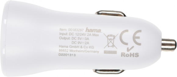 Автомобильное зар./устр. Hama H-183297 18W 3A (PD) USB Type-C для Apple белый (00183297)
