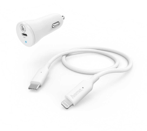 Автомобильное зар./устр. Hama H-183297 18W 3A (PD) USB Type-C для Apple белый (00183297)