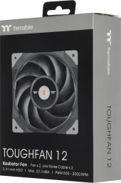 Вентилятор для корпуса Thermaltake Toughfan 12 120х120x25 черный 4-pin 22.3дБ (упак.:2шт) (CL-F082-PL12BL-A) Ret