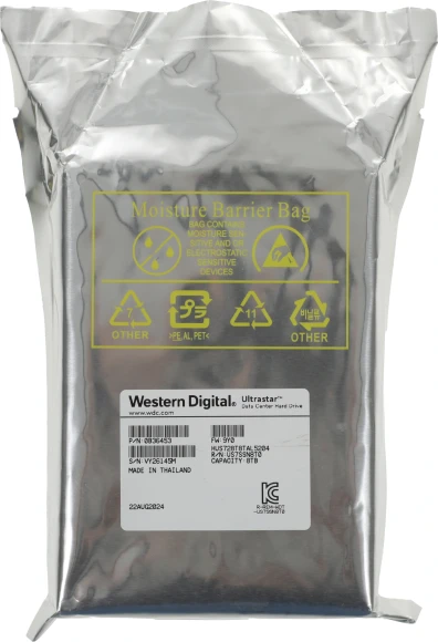 Жесткий диск WD SAS 3.0 8TB 0B36453 HUS728T8TAL5204 Server Ultrastar DC HC320 512E (7200rpm) 256Mb 3.5"