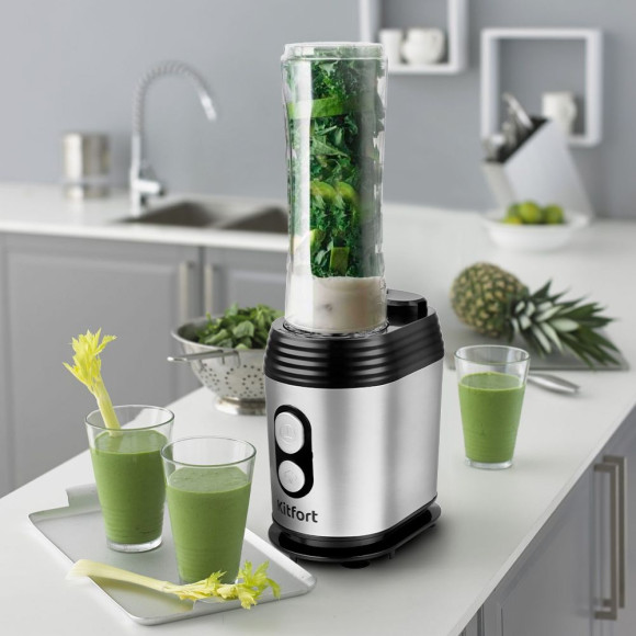 Блендер стационарный Kitfort КТ-3042 350Вт черный/серебристый Блендер стационарный Kitfort КТ-3042 350Вт черный/серебристый