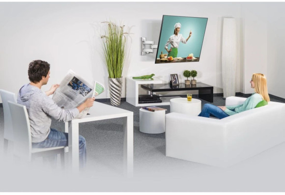 Кронштейн для телевизора Hama Fullmotion черный/белый 19"-48" макс.20кг настенный поворот и наклон