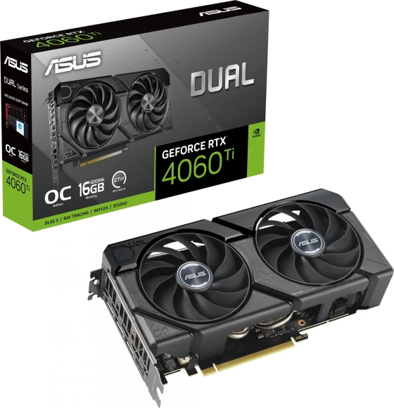 Видеокарта Asus PCI-E 4.0 DUAL-RTX4060TI-O16G-EVO NVIDIA GeForce RTX 4060TI 16Gb 128bit GDDR6 2595/18000 HDMIx1 DPx3 HDCP Ret