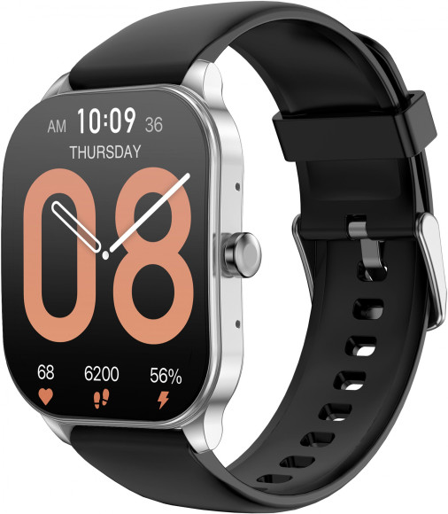 Смарт-часы Amazfit Pop 3R A2319 1.43" AMOLED корп.серебристый рем.черный (1746285)