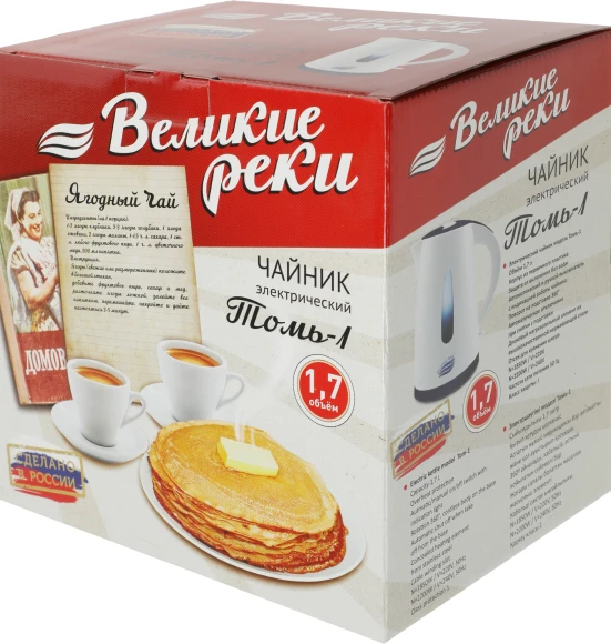 Чайник электрический Великие Реки Томь-1 1.7л. 1850Вт белый/зеленый корпус: пластик Чайник электрический Великие Реки Томь-1 1.7л. 1850Вт белый/зеленый корпус: пластик