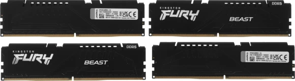 Память DDR5 4x16GB 5200MHz Kingston KF552C40BBK4-64 Fury Beast Black RTL Gaming PC5-41600 CL40 DIMM 288-pin 1.25В kit single rank с радиатором Ret Память DDR5 4x16GB 5200MHz Kingston KF552C40BBK4-64 Fury Beast Black RTL Gaming PC5-41600 CL40 DIMM 288-pin 1.25В kit single rank с радиатором Ret