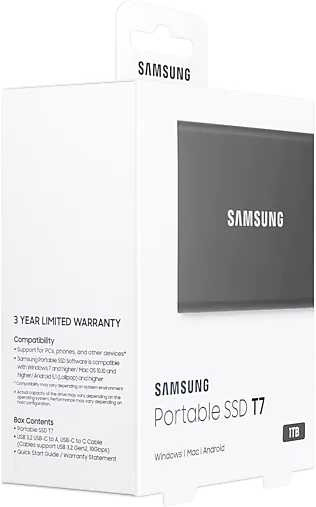 Накопитель SSD Samsung USB-C 1Tb MU-PC1T0T/WW T7 1.8" черный Накопитель SSD Samsung USB-C 1Tb MU-PC1T0T/WW T7 1.8" черный