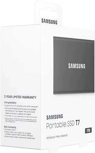 Накопитель SSD Samsung USB-C 1Tb MU-PC1T0T/WW T7 1.8" черный Накопитель SSD Samsung USB-C 1Tb MU-PC1T0T/WW T7 1.8" черный