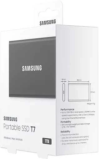 Накопитель SSD Samsung USB-C 1Tb MU-PC1T0T/WW T7 1.8" черный Накопитель SSD Samsung USB-C 1Tb MU-PC1T0T/WW T7 1.8" черный