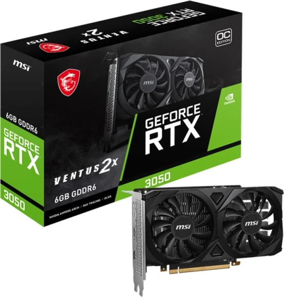 Видеокарта MSI PCI-E 4.0 RTX 3050 VENTUS 2X E 6G OC NVIDIA GeForce RTX 3050 6Gb 96bit GDDR6 1492/14000 HDMIx2 DPx1 HDCP Ret Видеокарта MSI PCI-E 4.0 RTX 3050 VENTUS 2X E 6G OC NVIDIA GeForce RTX 3050 6Gb 96bit GDDR6 1492/14000 HDMIx2 DPx1 HDCP Ret