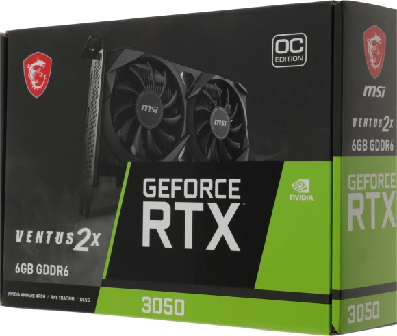 Видеокарта MSI PCI-E 4.0 RTX 3050 VENTUS 2X E 6G OC NVIDIA GeForce RTX 3050 6Gb 96bit GDDR6 1492/14000 HDMIx2 DPx1 HDCP Ret Видеокарта MSI PCI-E 4.0 RTX 3050 VENTUS 2X E 6G OC NVIDIA GeForce RTX 3050 6Gb 96bit GDDR6 1492/14000 HDMIx2 DPx1 HDCP Ret