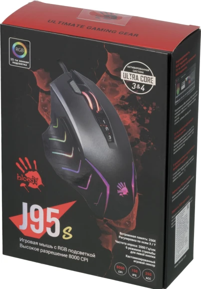 Мышь A4Tech Bloody J95s серый оптическая 8000dpi USB 9but (J95S GREY)