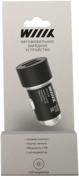Автомобильное зар./устр. Wiiix UCC-2-37 17W 2.4A+2.4A 2xUSB универсальное черный