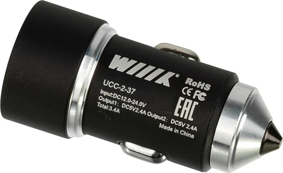 Автомобильное зар./устр. Wiiix UCC-2-37 17W 2.4A+2.4A 2xUSB универсальное черный