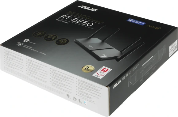 Роутер беспроводной Asus RT-BE50 BE3600 100/1000/2500BASE-T черный