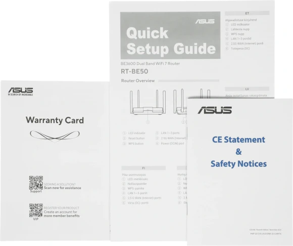 Роутер беспроводной Asus RT-BE50 BE3600 100/1000/2500BASE-T черный