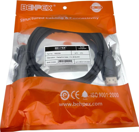 Кабель V1.1 DisplayPort (m) DisplayPort (m) 2м черный Кабель V1.1 DisplayPort (m) DisplayPort (m) 2м черный