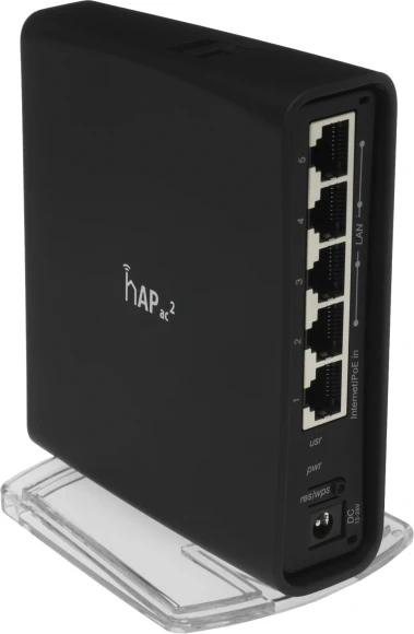 Роутер беспроводной MikroTik hAP ac2 (RBD52G-5HACD2HND-TC) AC1200 10/100/1000BASE-TX/4G ready черный