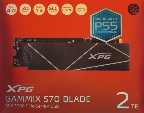 Накопитель SSD A-Data PCIe 4.0 x4 2TB AGAMMIXS70B-2T-CS XPG Gammix S70 Blade M.2 2280