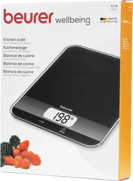 Весы кухонные электронные Beurer KS19 макс.вес:5кг черный Весы кухонные электронные Beurer KS19 макс.вес:5кг черный