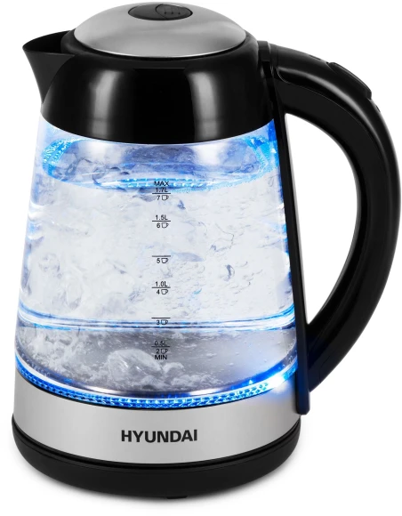 Чайник электрический Hyundai HYK-G3803 1.7л. 2200Вт черный/серебристый корпус: стекло