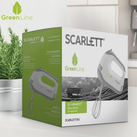 Миксер ручной Scarlett SC-HM40S17 300Вт белый Миксер ручной Scarlett SC-HM40S17 300Вт белый