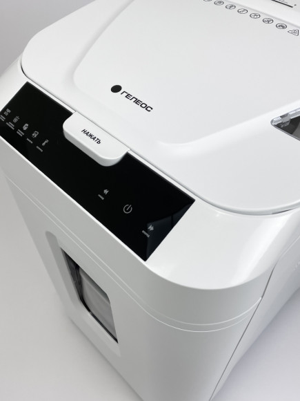 Шредер Heleos АП40-5 белый с автоподачей (секр.P-5) фрагменты 180лист. 37лтр. скрепки скобы пл.карты Шредер Heleos АП40-5 белый с автоподачей (секр.P-5) фрагменты 180лист. 37лтр. скрепки скобы пл.карты