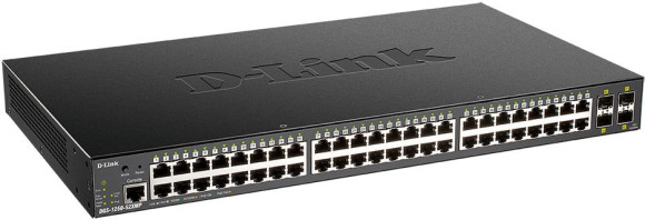 Коммутатор D-Link DGS-1250-52XMP/A1A (L2) 48x1Гбит/с 4SFP+ 48PoE+ 370W управляемый