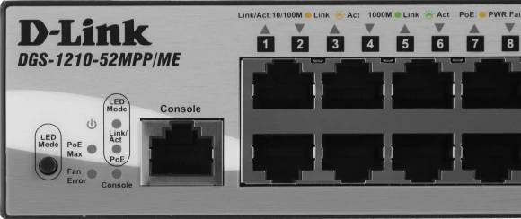 Коммутатор D-Link DGS-1210-52MPP/ME/B3A (L2) 48x1Гбит/с 4SFP 48PoE 740W управляемый Коммутатор D-Link DGS-1210-52MPP/ME/B3A (L2) 48x1Гбит/с 4SFP 48PoE 740W управляемый