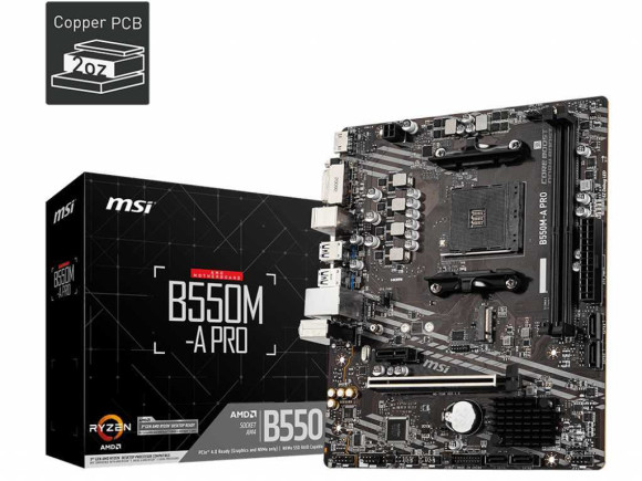 Материнская плата MSI B550M-A PRO Soc-AM4 AMD B550 2xDDR4 mATX AC`97 8ch(7.1) GbLAN RAID+DVI+HDMI