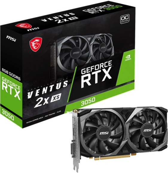 Видеокарта MSI PCI-E 4.0 RTX 3050 VENTUS 2X XS 8G OC NVIDIA GeForce RTX 3050 8Gb 128bit GDDR6 1807/14000 DVIx1 HDMIx1 DPx1 HDCP Ret Видеокарта MSI PCI-E 4.0 RTX 3050 VENTUS 2X XS 8G OC NVIDIA GeForce RTX 3050 8Gb 128bit GDDR6 1807/14000 DVIx1 HDMIx1 DPx1 HDCP Ret
