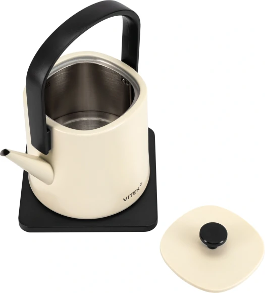 Чайник электрический Vitek VT-WK1001 0.8л. 1000Вт белый/черный корпус: металл Чайник электрический Vitek VT-WK1001 0.8л. 1000Вт белый/черный корпус: металл
