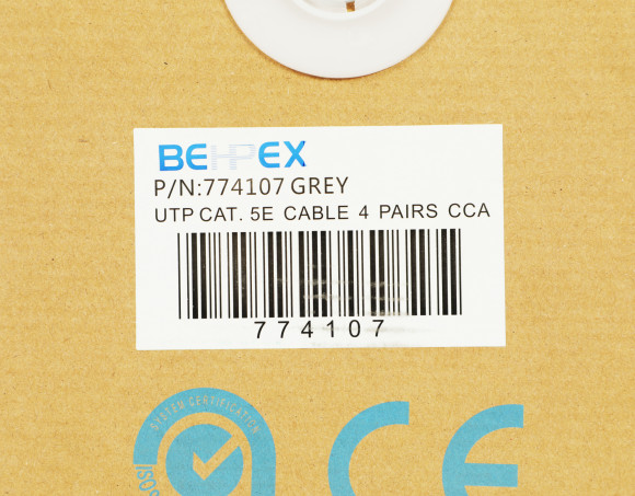 Кабель сетевой UTP 4 пары cat.5E solid 0.40мм CCA 305м серый Кабель сетевой UTP 4 пары cat.5E solid 0.40мм CCA 305м серый