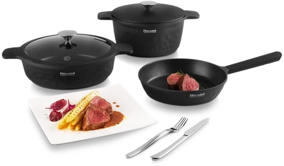 Сотейник Rondell ArtDeco RDA-1255 4.3л. d=28см (с крышкой) черный