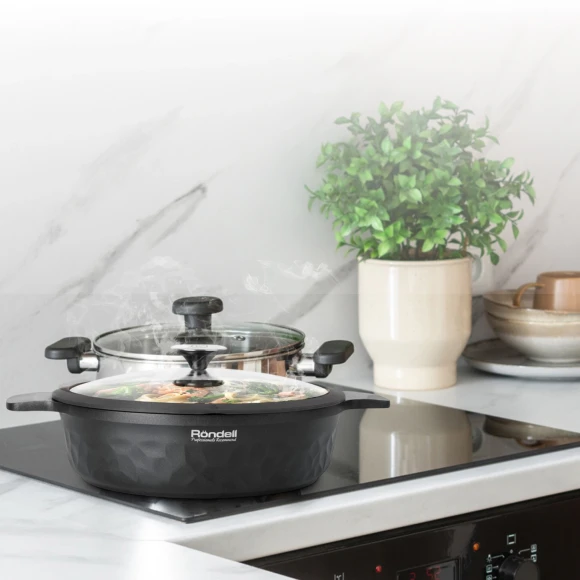 Сотейник Rondell ArtDeco RDA-1255 4.3л. d=28см (с крышкой) черный